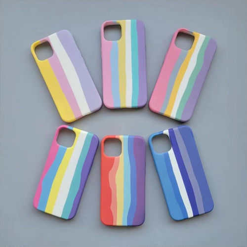 Capa de telefone de silicone padrão arco-íris